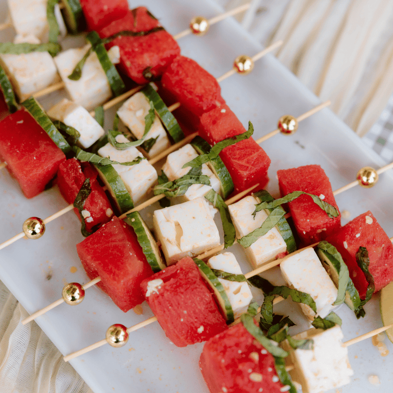 Watermelon Feta Mint Skewers with Habanero Sea Salt