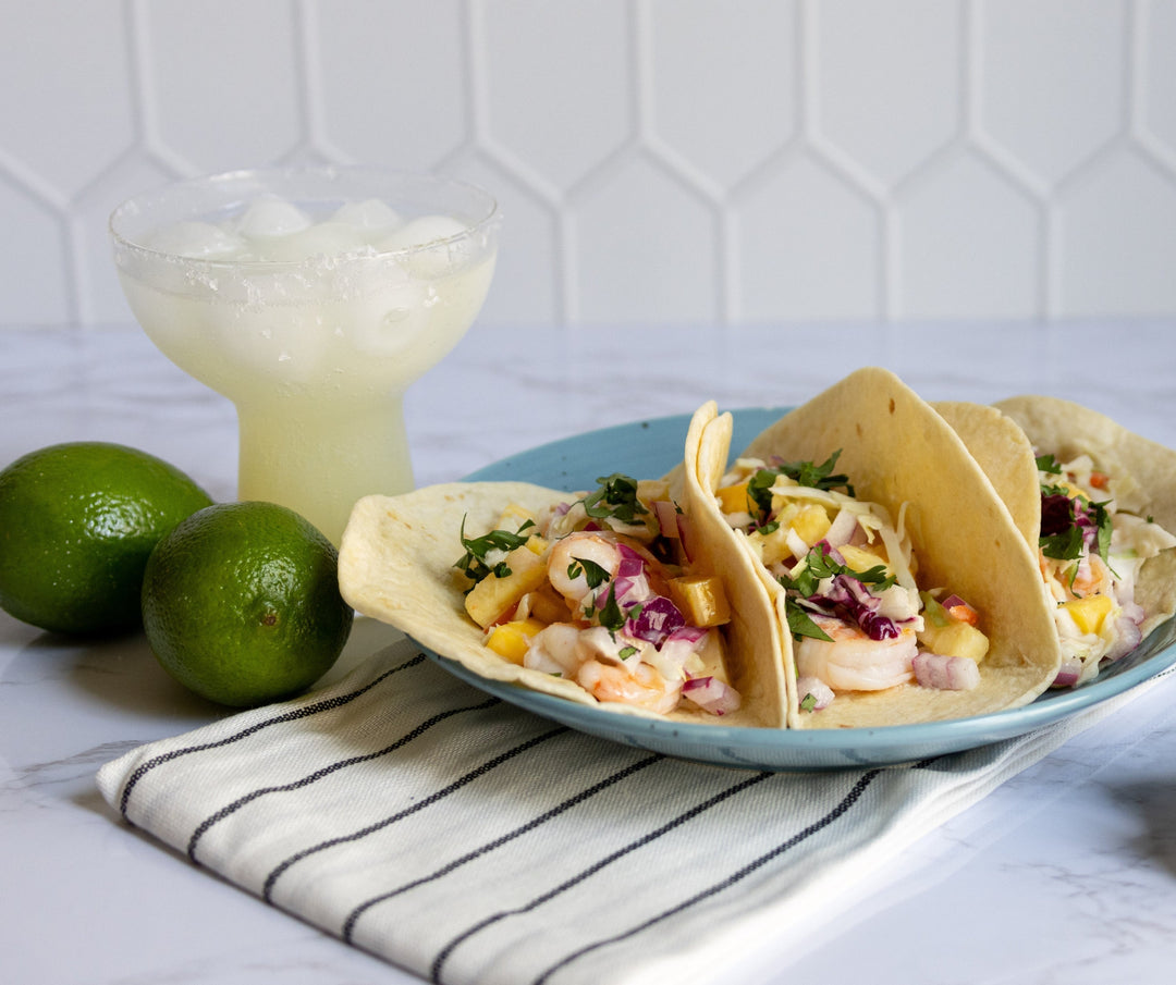 Shrimp Tacos with Mango & Pineapple Slaw