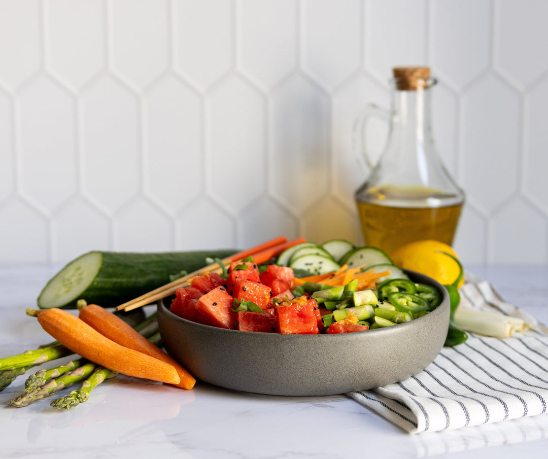 Vegetarian Bowl with Watermelon Poke