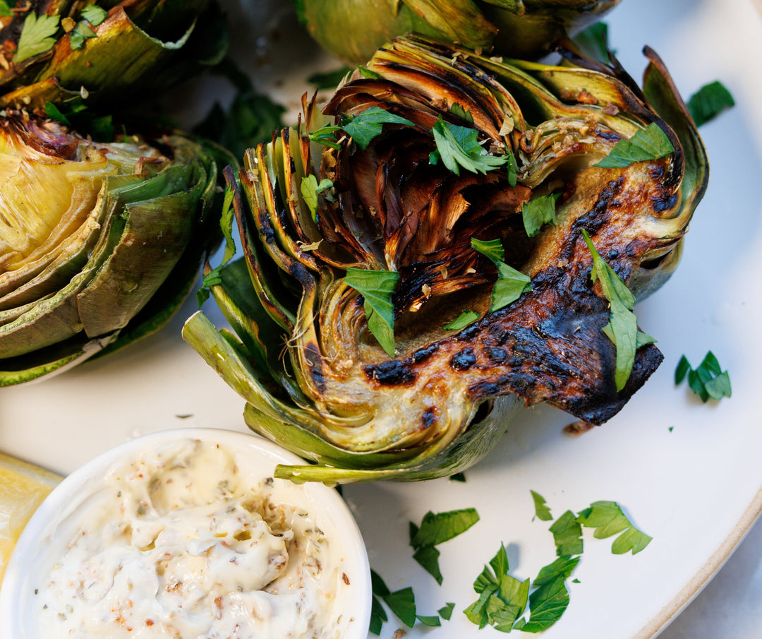 Grilled Artichokes with Herb Butter