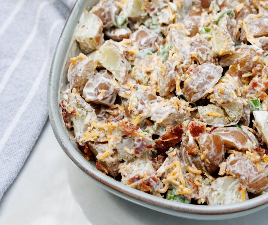 Loaded Cheddar Bacon Ranch Potato Salad