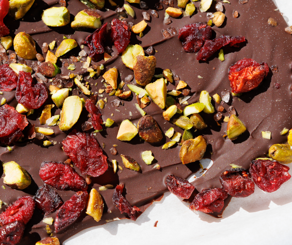 Salted Dark Chocolate Cranberry Pistachio Bark