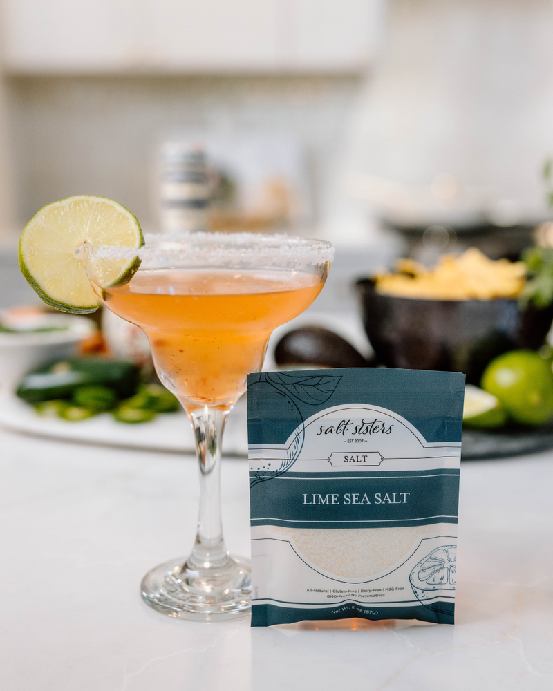 Strawberry Basil Margarita with Lime Sea Salt